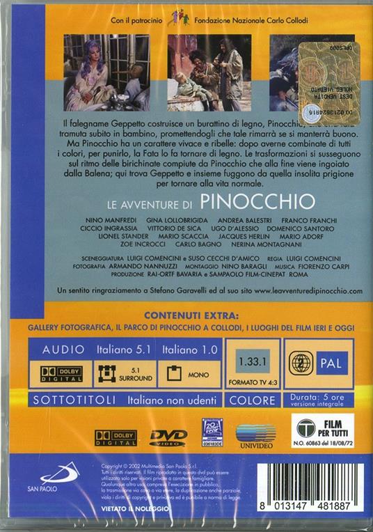 Le avventure di Pinocchio (2 DVD) - DVD - Film di Luigi Comencini  Fantastico | IBS