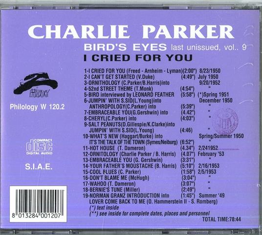 Bird's Eyes vol.9 - CD Audio di Charlie Parker - 2