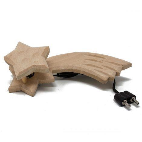 Stella Cometa In Legno Con Luce Per Presepe 13X5 Cm - 3