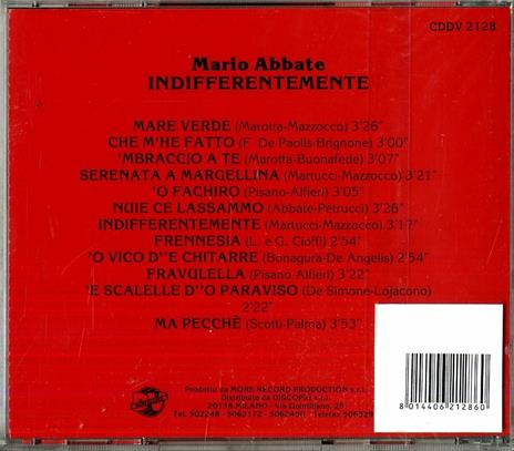 Indifferentemente - CD Audio di Mario Abbate - 2