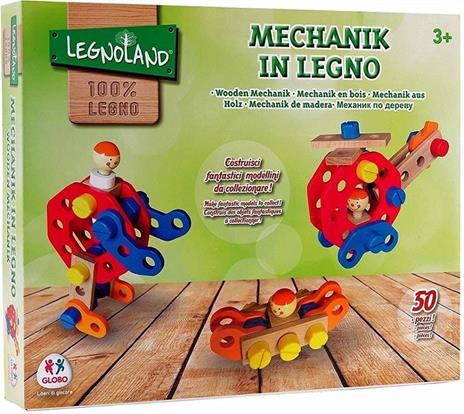 Set Costruzioni 50 Pezzi Mechanick Giocattolo in Legno Legnoland 37546