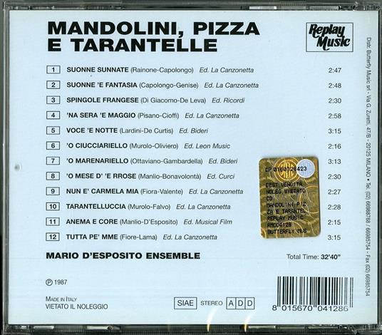 Mandolini, pizza e tarantella - CD Audio di Mario D'Esposito (Ensemble) - 2