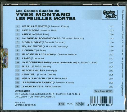 Les feuilles mortes - CD Audio di Yves Montand - 2