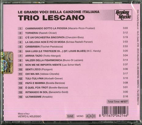 Le grandi voci della canzone italiana - CD Audio di Trio Lescano - 2