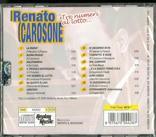 Tre numeri al lotto - CD Audio di Renato Carosone - 2