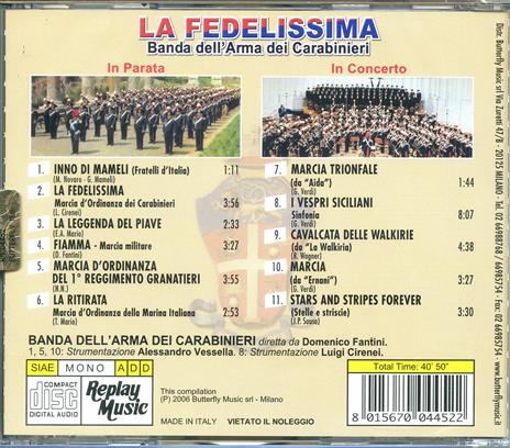 La fedelissima - CD Audio di Banda dell'Arma dei Carabinieri - 2