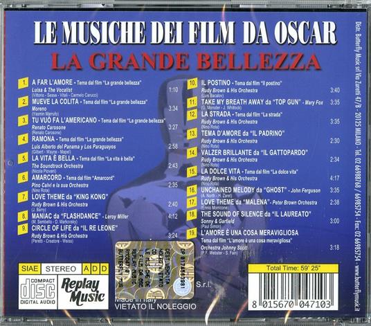 Le Musiche Dei Film da Oscar. La Grande Bellezza (Colonna sonora) - CD | IBS