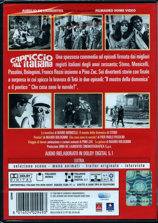 Capriccio all'italiana - DVD - Film di Pier Paolo Pasolini , Mario  Monicelli Commedia | IBS