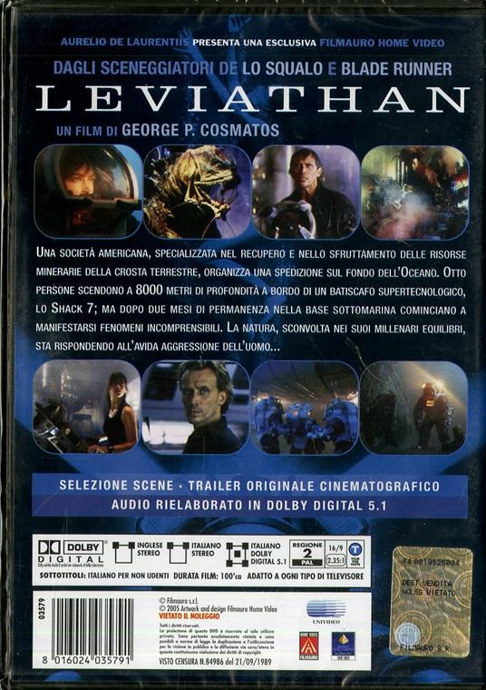 Leviathan di George Pan Cosmatos - DVD - 2