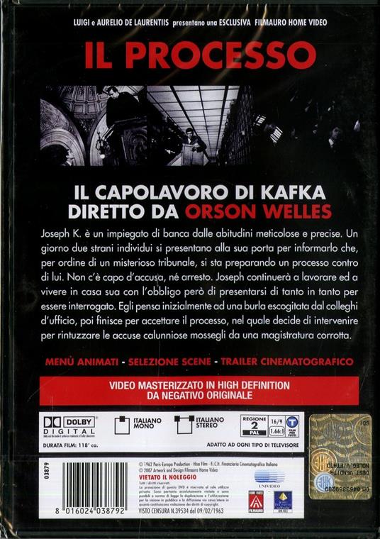 Il processo - DVD - Film di Orson Welles Drammatico | IBS