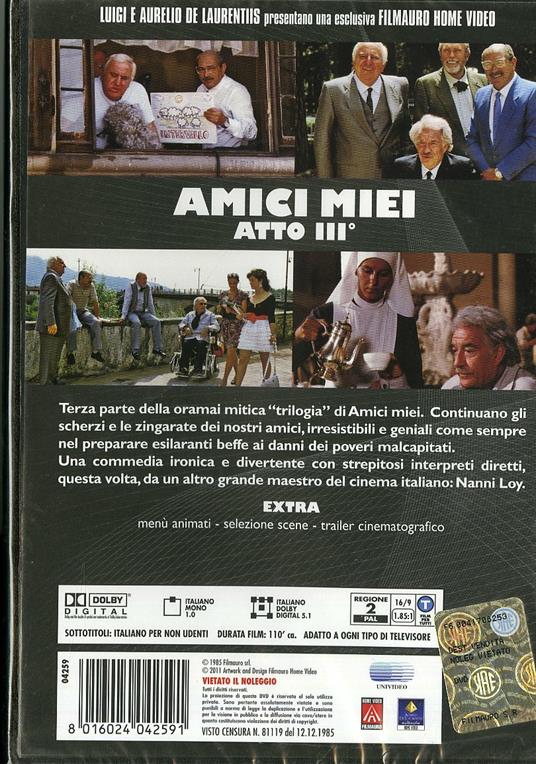 Amici miei atto terzo di Nanni Loy - DVD - 2