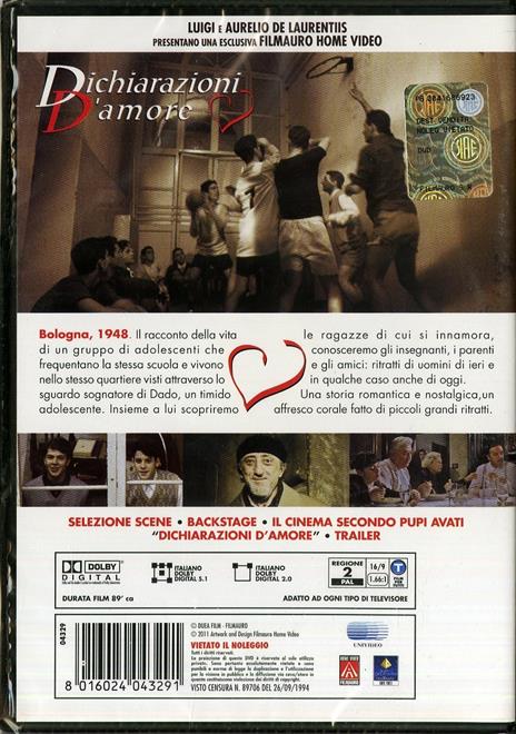 Dichiarazioni d'amore di Pupi Avati - DVD - 2