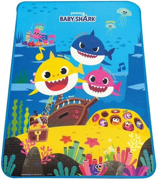 Baby Shark - Tappetone 120 x 90 cmspessore 7 mm materiale XPE EVA + propilene