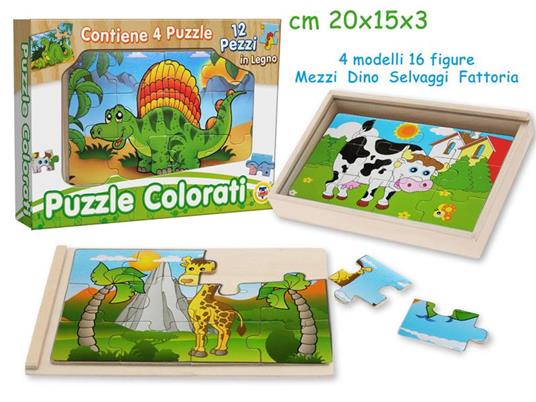 Gioco Puzzle Legno 4 Figure 20x14 Cm (Assortimento) - 2