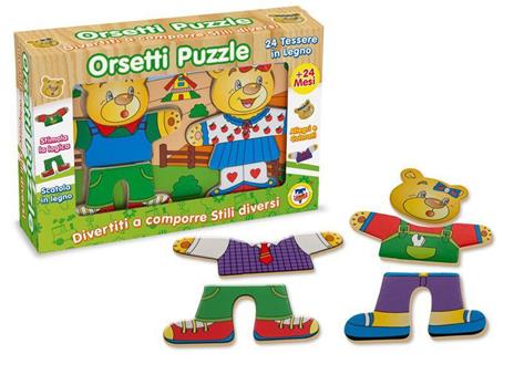 Puzzle Orsetti Funny Doppio In Legno 24 pezzi