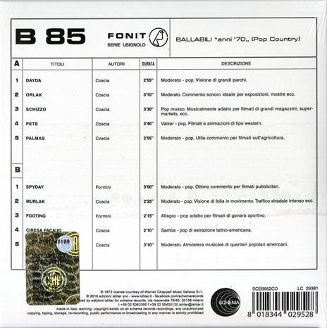B85. Ballabili Anni 70 Pop Country - CD Audio di Gianni Coscia - 2