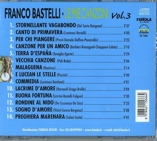 Le Mie Canzoni vol.3 - CD Audio di Franco Bastelli - 2