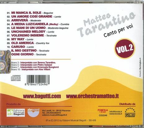 Canto per Voi vol.2 - CD Audio di Matteo Tarantino - 2