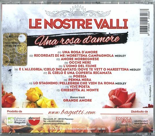 Una Rosa D'Amore - CD Audio di Le Nostre Valli - 2