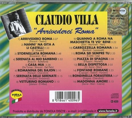 Arrivederci Roma - CD Audio di Claudio Villa - 2