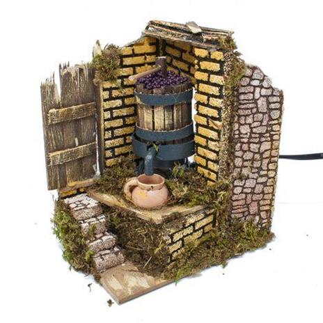 Torchio Del Vino Con Pompa 15x10x17cm Funzionante Per Presepe - 3