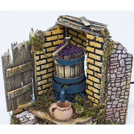 Torchio Del Vino Con Pompa 15x10x17cm Funzionante Per Presepe - 4