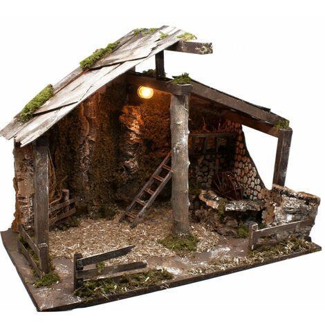 Capanna 60x34x43cm Con Mulino Ad Acqua E Luce Per Presepe - 2