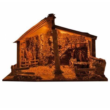 Capanna 60x34x43cm Con Mulino Ad Acqua E Luce Per Presepe - 4