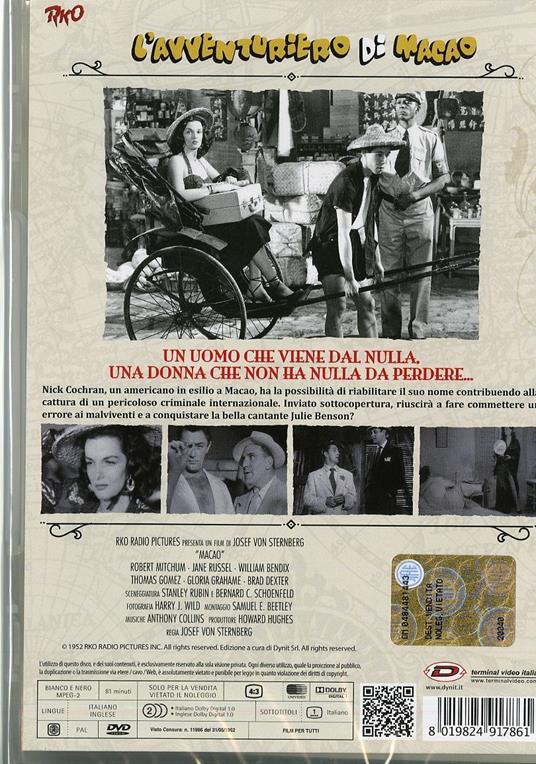 L' avventuriero di Macao di Joseph Von Sternberg,Nicholas Ray - DVD - 2