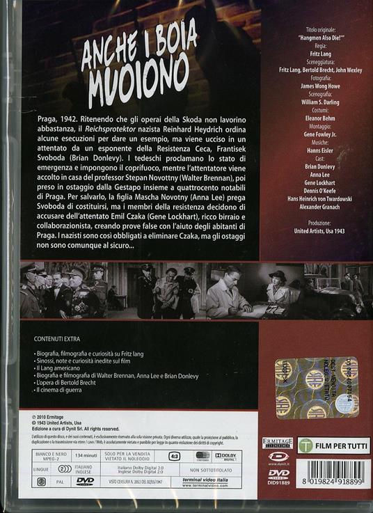 Anche i boia muoiono di Fritz Lang - DVD - 2