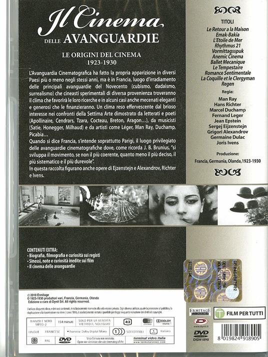 Il cinema delle avanguardie 1923 - 1930 di Man Ray,Hans Richter,Marcel Duchamp,Fernand Léger,Jean Epstein - DVD - 2