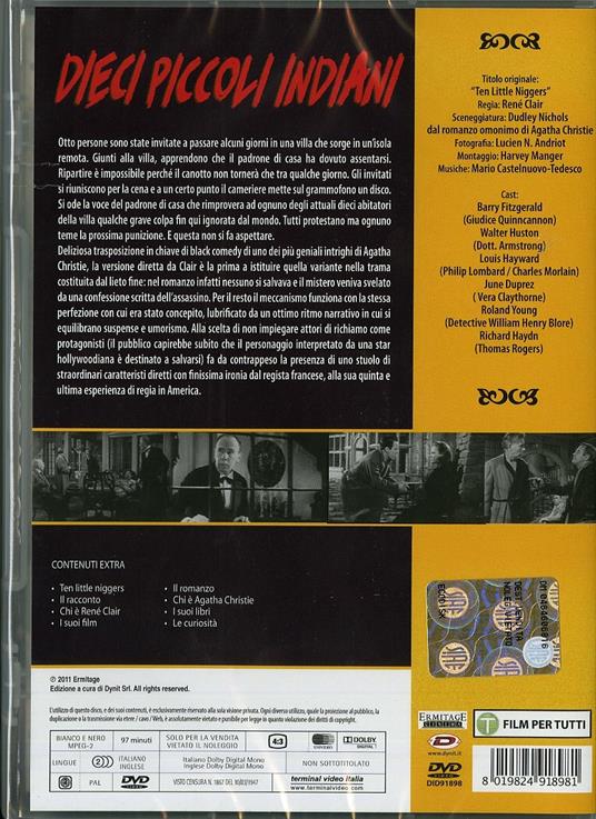 Dieci piccoli indiani (DVD) - DVD - Film di René Clair Giallo