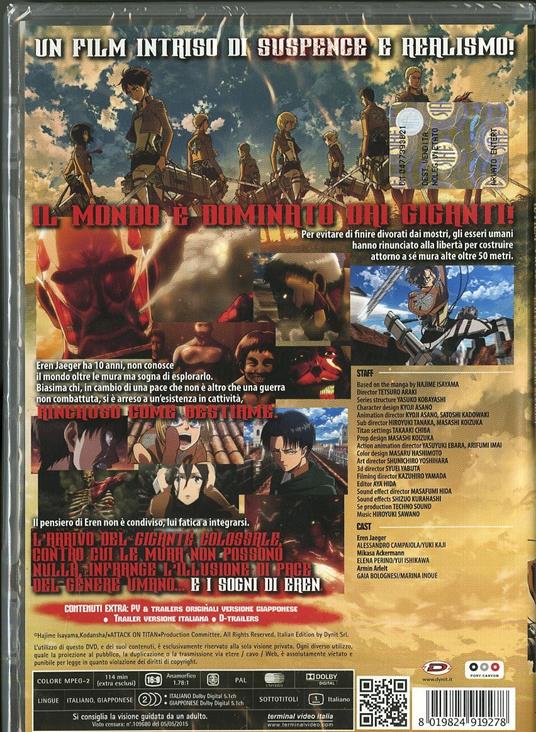 L' attacco dei giganti. Il film. Parte 1: L'arco e la freccia cremisi - DVD  - Film di Tetsuro Araki Animazione | IBS