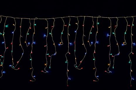 Tenda Con Stalattiti 256 Led Multicolor Con Giochi Di Luce 4Mt Uso Esterno Luci Di Natale