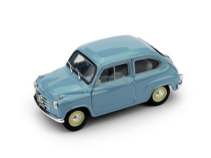 Bm0247-04 Fiat 600 1A Serie 1955 Azzurro Cenere Upd 1.43 Modellino Brumm