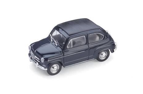 Bm0318-10 Fiat 600D Trasformabile Chiusa 1960 Bleu Scuro 456 1.43 Modellino Brumm - 2