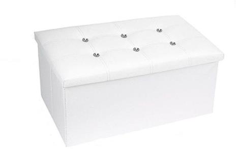 Pouff Puff Pouf Contenitore Imbottito Portaoggetti Seduta Bianco 79438 76X38X35Cm