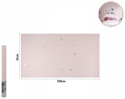 Rotolo Pellicola Adesiva Rosa Con Stelle 45Cm X 5Mt Mobili Carta Da Parati 71128