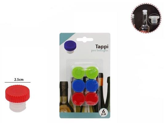Set 6 Pz Tappi Per Bottiglie Colorate Tappo Bottiglia 2.5Cm Riutilizzabili  60095 - TrAdE Shop Traesio - Casa e Cucina | IBS