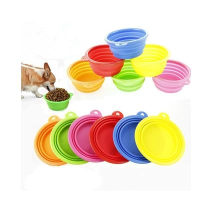 Set 2 Pezzi Ciotole Pieghevole In Silicone Da Viaggio Scodella Per Cani Gatti Animali