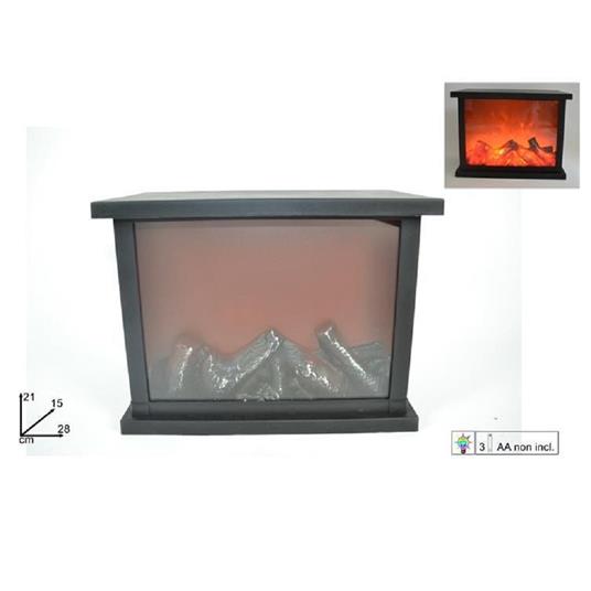 Caminetto Con Fuoco Led Batteria 21 X 28 X 15 Cm Decorativo Natale Camino