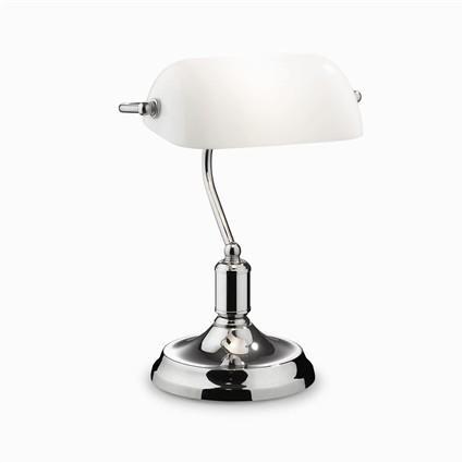 Ideal Lux LAWYER TL1 lampada da tavolo E27 Incandescente Cromo, Bianco