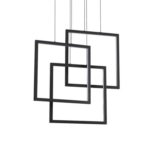 Ideal Lux Frame SP Lampada LED da Sospensione per Interno a Luce Indiretta - Nero Quadrata