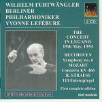 Concerto di Lugano 1954. Sinfonia n.6 / Concerto per pianoforte n.20 / Till Eulenspiegels Lustige Streiche - CD Audio di Ludwig van Beethoven,Wolfgang Amadeus Mozart,Richard Strauss,Wilhelm Furtwängler,Berliner Philharmoniker,Yvonne Lefébure