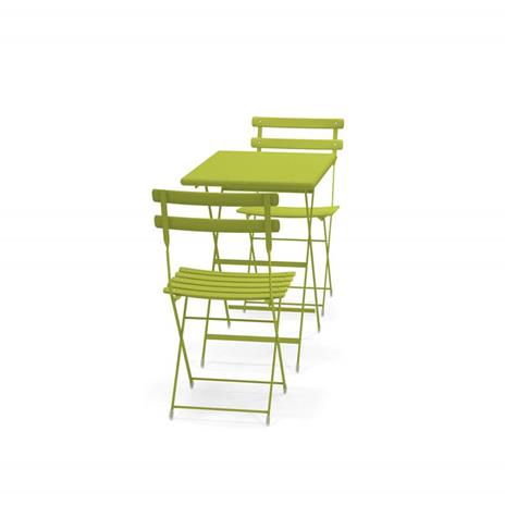 Set 2 sedie pieghevoli e 1 tavolo pieghevole 70 x 50 cm Arc en ciel, Verde Scuro. Emu 3513 - 2