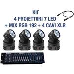 Kit Proiettore Led Rgb Testa Mobile Rotante 7 Led Dmx + Mixer Dmx Rgb 192 | 2 Pezzi