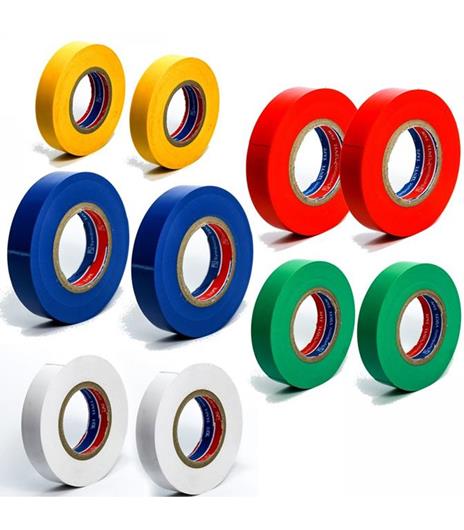 10 Rotoli Nastro Isolante Colorato Vari Colori Per Elettricista Pvc 15 Mm 1,5cm - 3