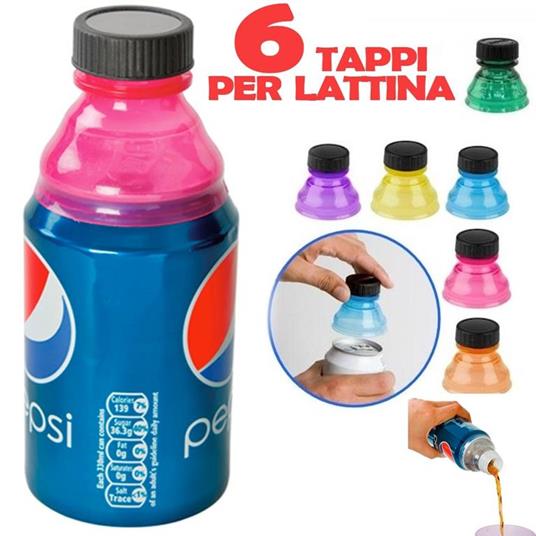 Set 6 Pezzi Tappi Per Lattine Addattatore Lattina In Bottiglia Universale  Colori - ND - Idee regalo | IBS