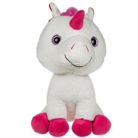 Peluche Morbido Per Bambini A Forma Di Unicorno Liocorno Colore Bianco E Fucsia