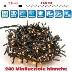 Catena Luci Minilucciole 240 Luci 3 Vie Bianco Caldo Con Controller 8 Funzioni - 2